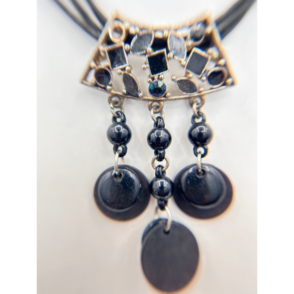 Statement Necklace Womens OS Black Good Boho Geometric Dangle Disc